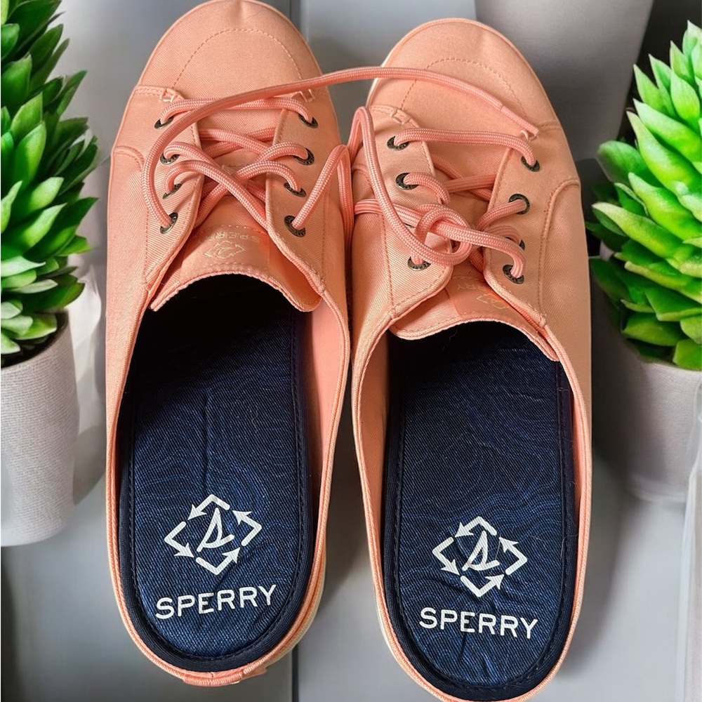 Sperry Coral Canvas Lace-Up Slip-On Sneakers
